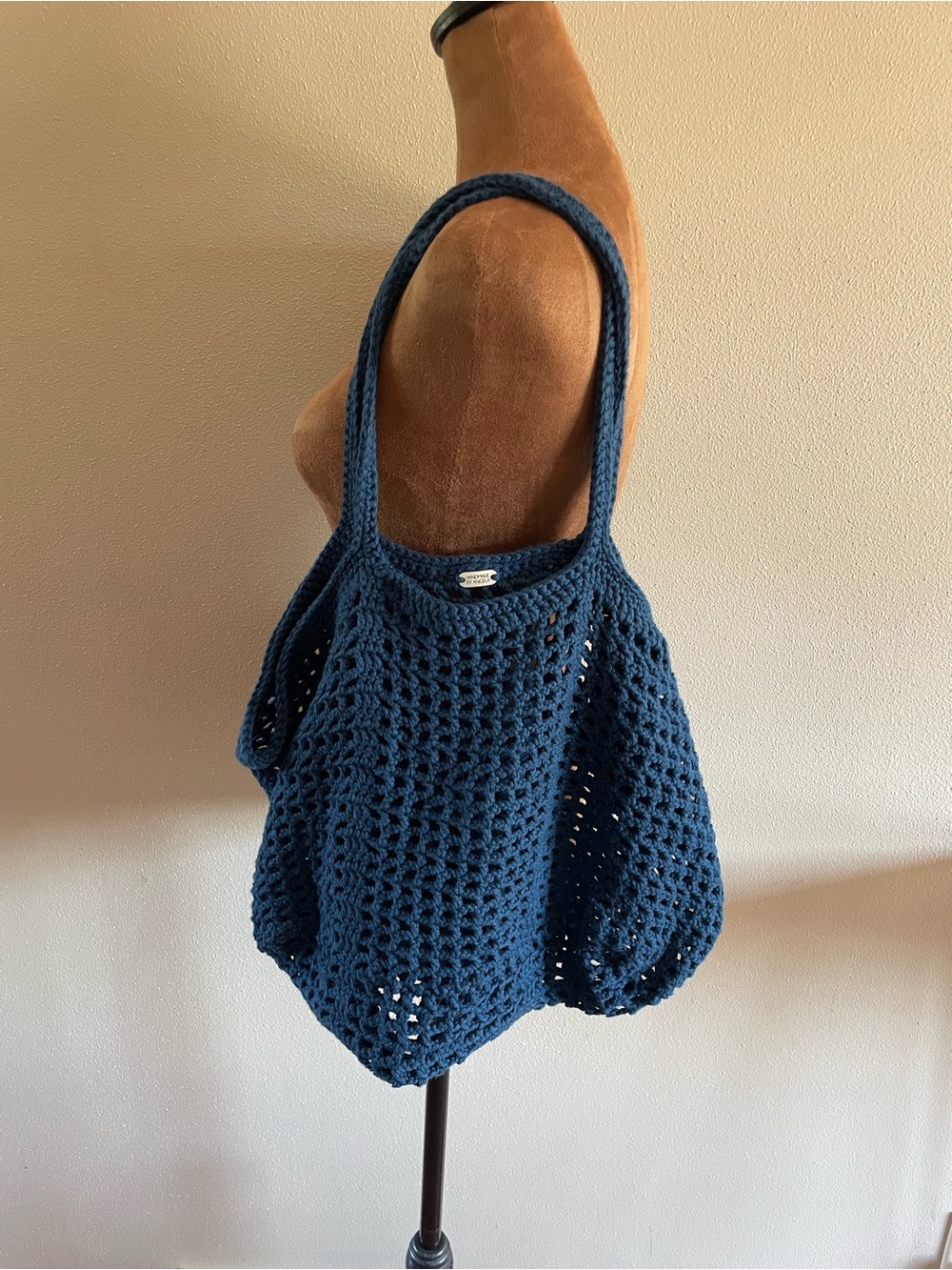 Handcrafted Navy Crochet Tote Bag for Women